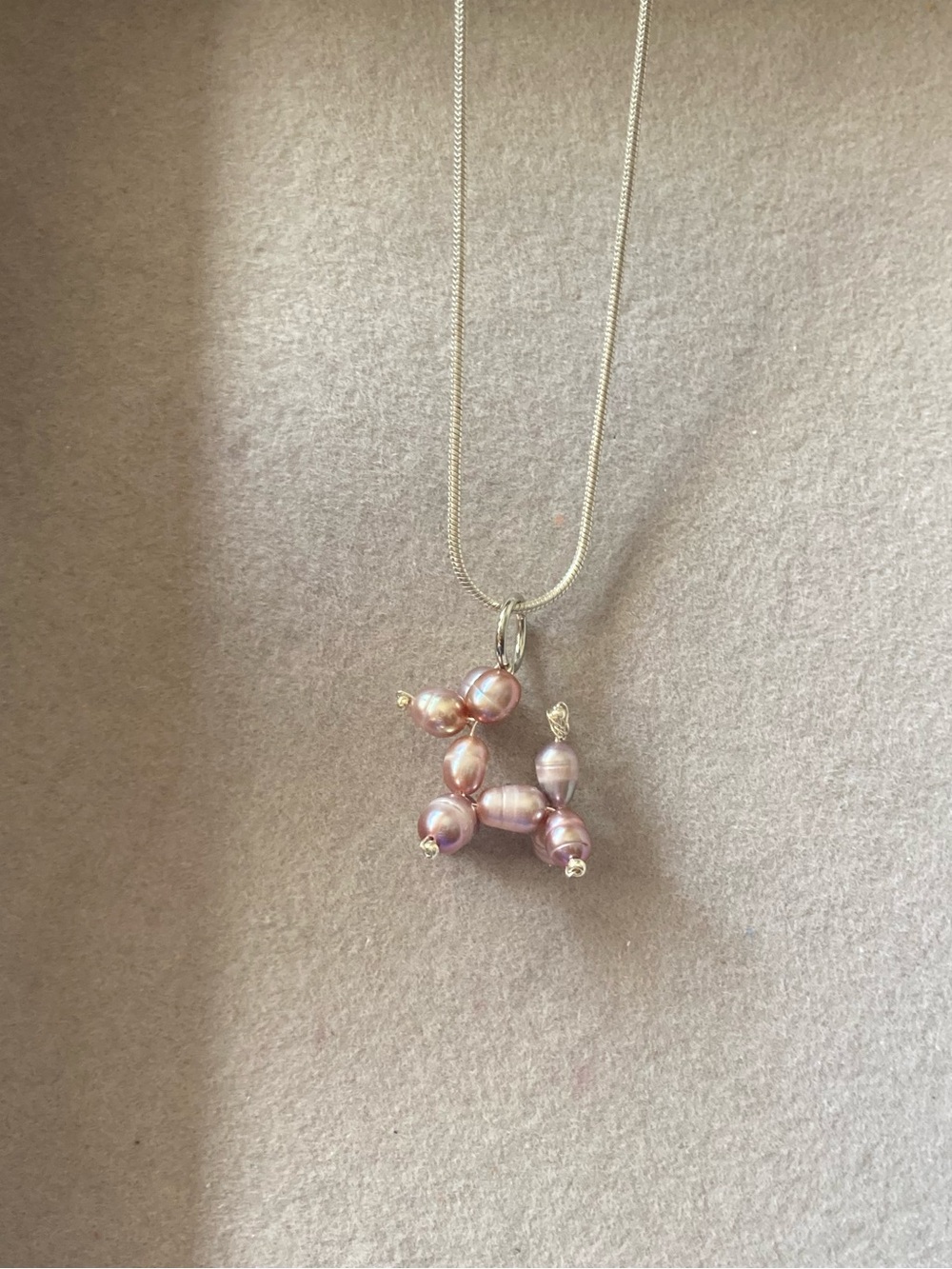 Elegant Pink Pearl Balloon Dog Pendant Necklace